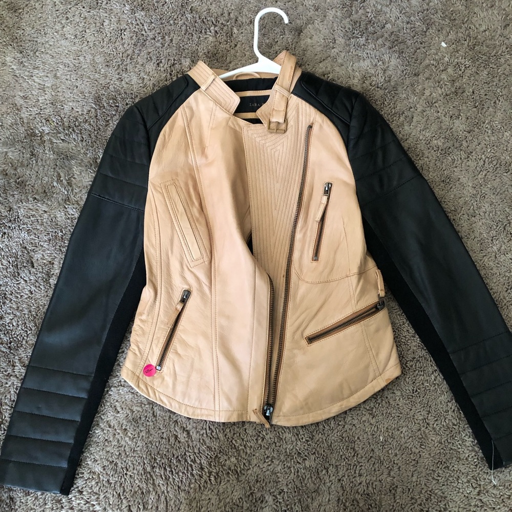 Zara Lambskin Motorcycle Jacket L